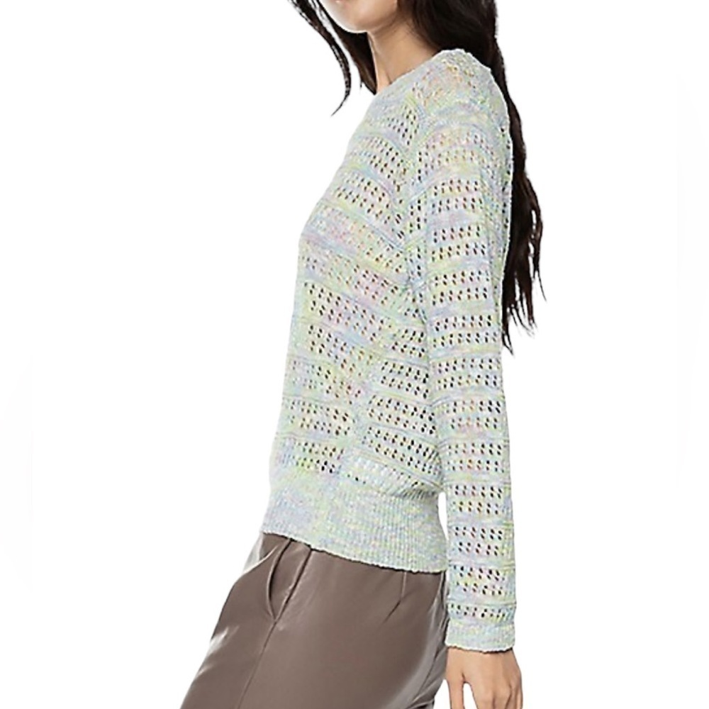 Black Tape Open-Stitch Green Blue Pullover Crew Neck Sweater Size S - Picture 3 of 12